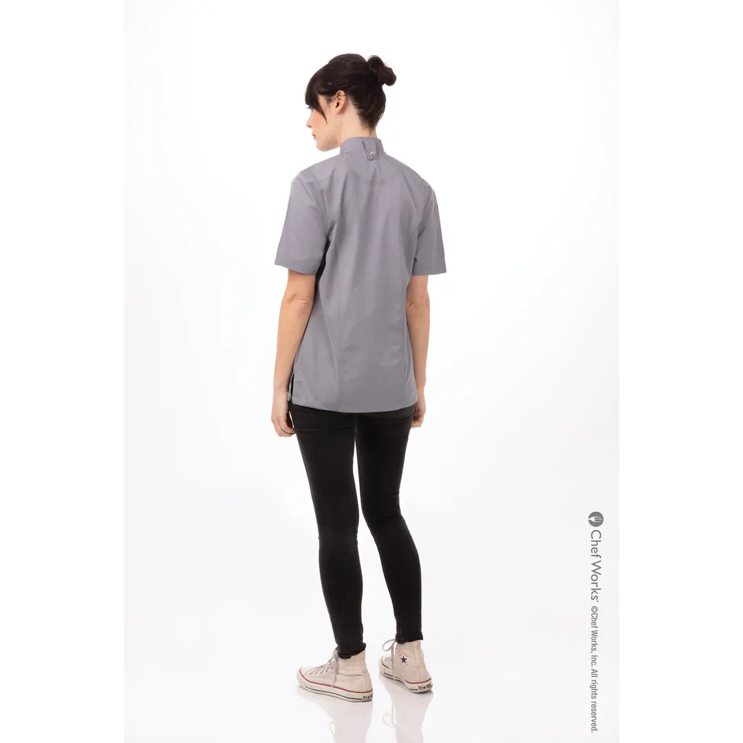 Chef Works BCWSZ006-GRY-3XL Women's Chef Coat, 3XL Gray Poly/Cotton Twill, Vent Slits