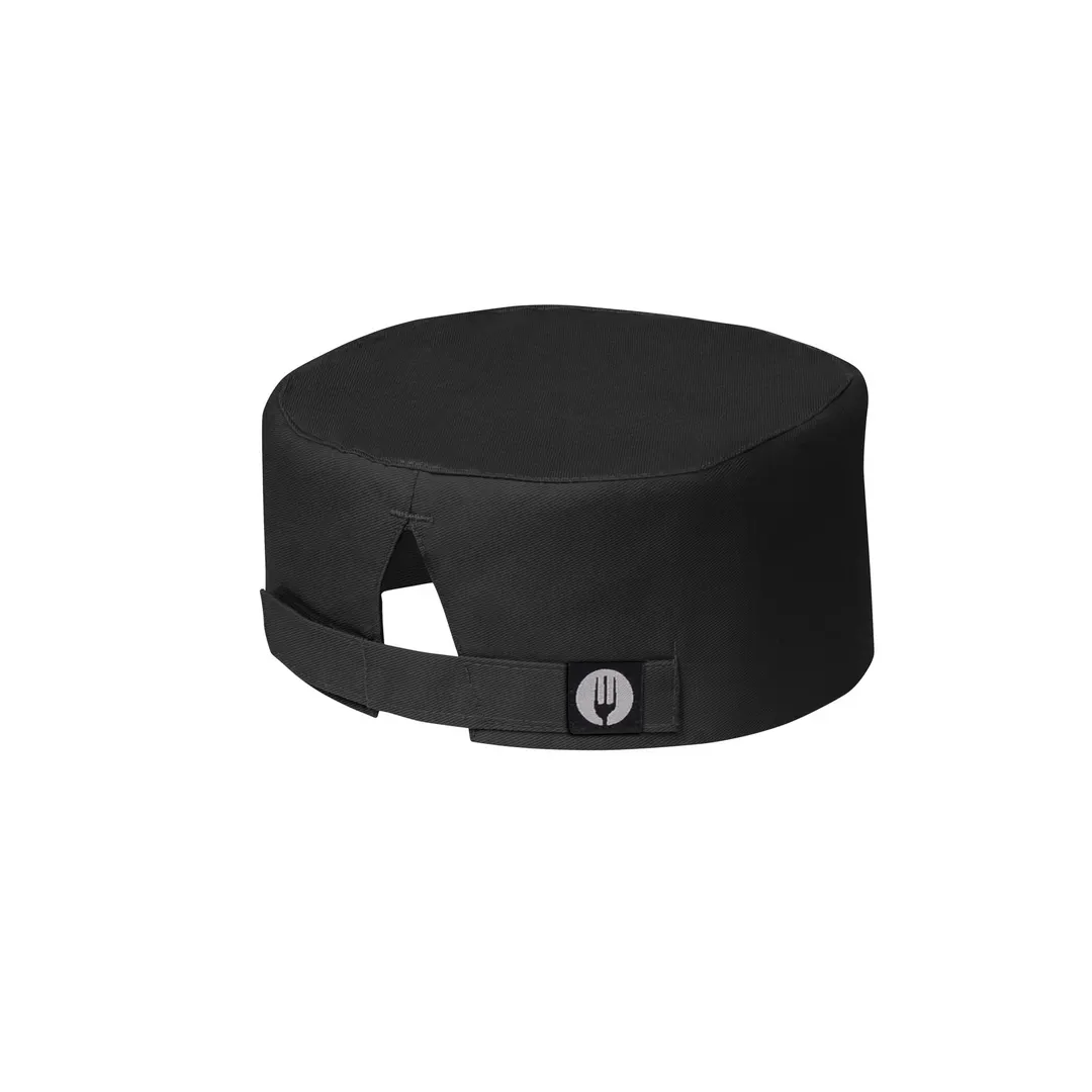 Chef Works BEAN-BLK-0 Black Beanie, Adjustable Velcro Closure, One Size Fits Most, 65/35 Poly/Cotton