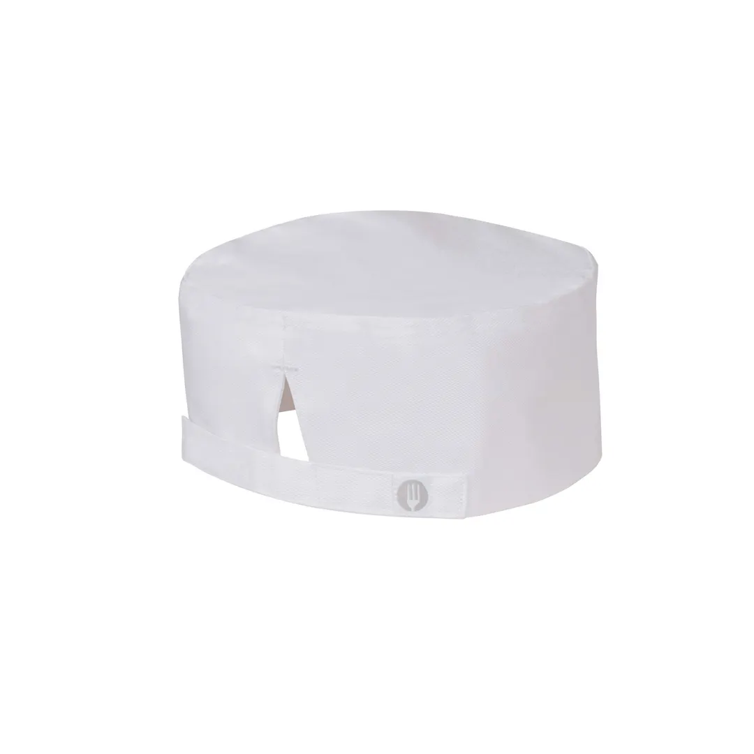 Chef Works BEAN-WHT-LXL White Beanie with Velcro Closure, One Size Fits Most, 65/35 Poly/Cotton