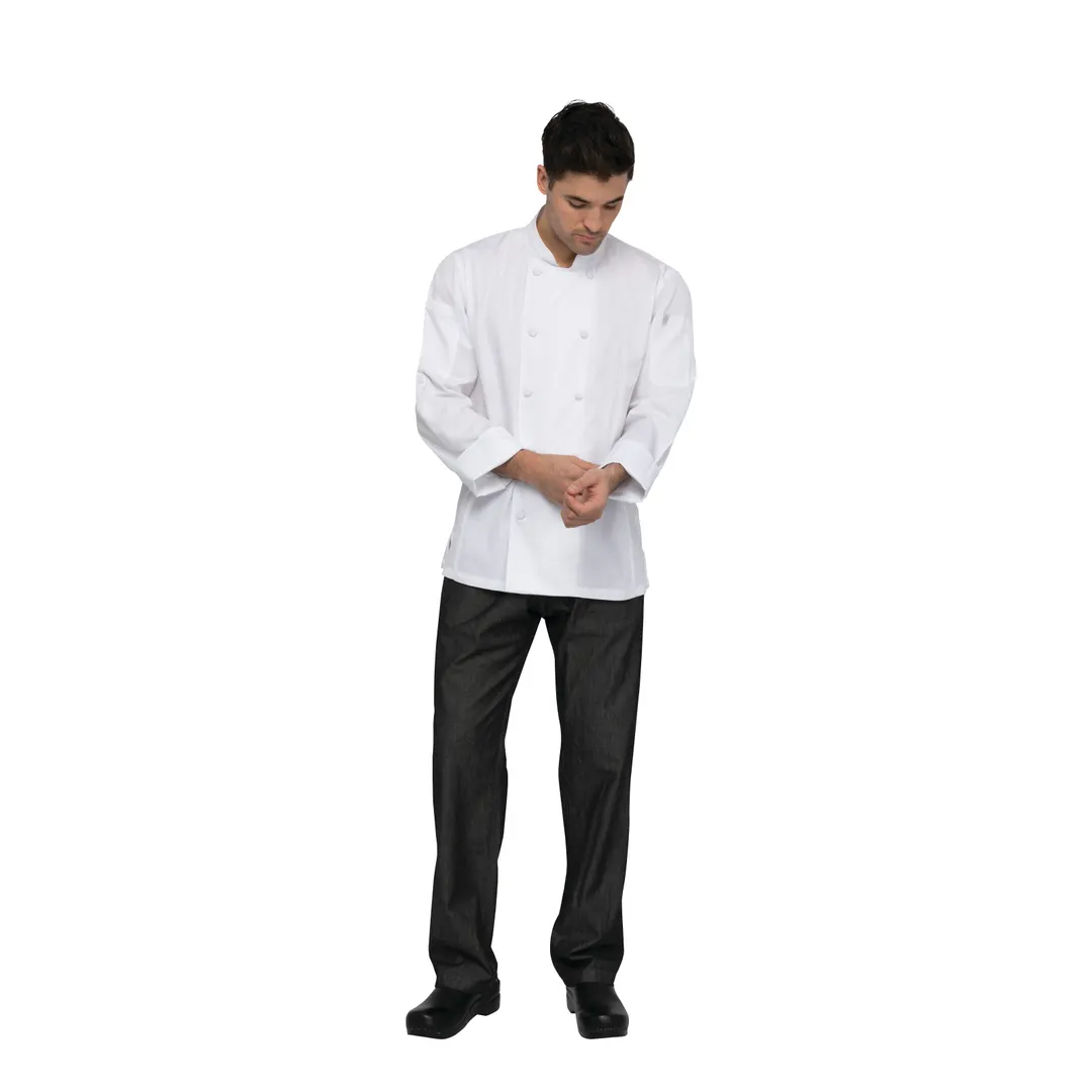 Chef Works CBC01-WHT-2XL Chef Coat, White 2XL, PolyCotton Twill, Cool Vent™, Apron Snap
