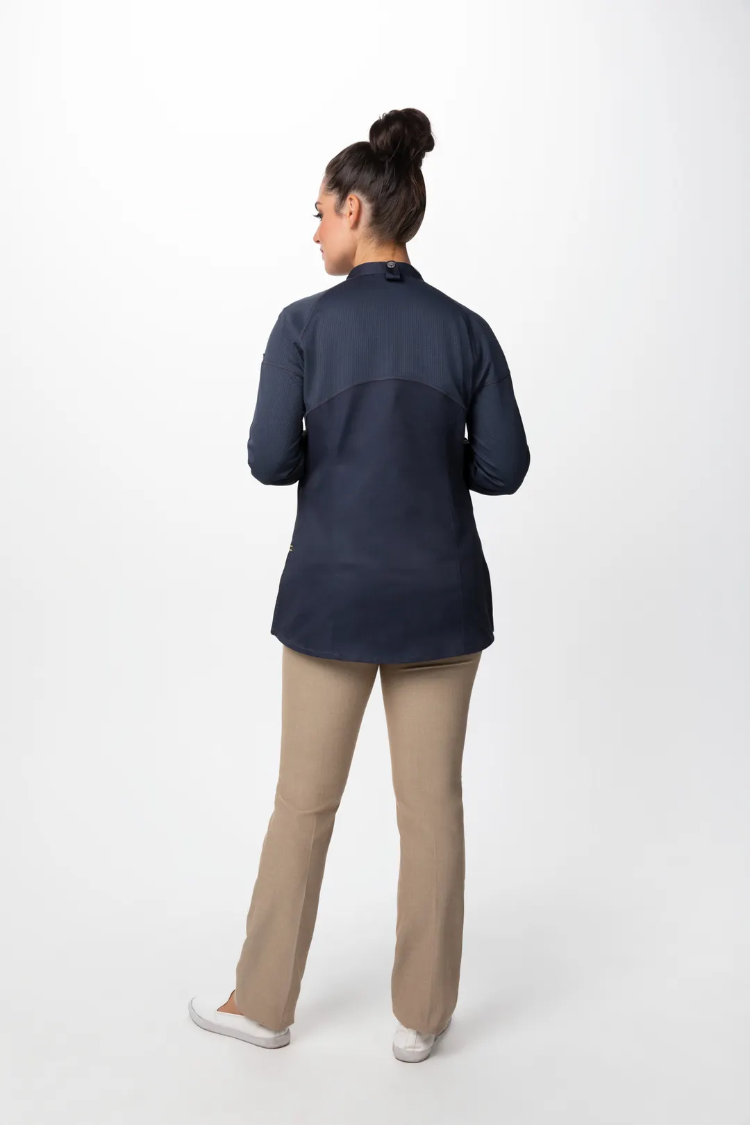 Chef Works CBS01W-GRY-M Tulum Chef Coat, Long Sleeve, Snap Front, Side Slits with Mesh, Grey, Size M