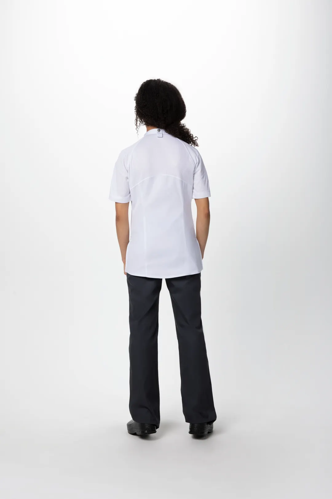 Chef Works CBZ04W-WHT-XL Chef Coat XL White 62/38 PolyCotton Mesh Short‑Sleeve Zipper Pocket