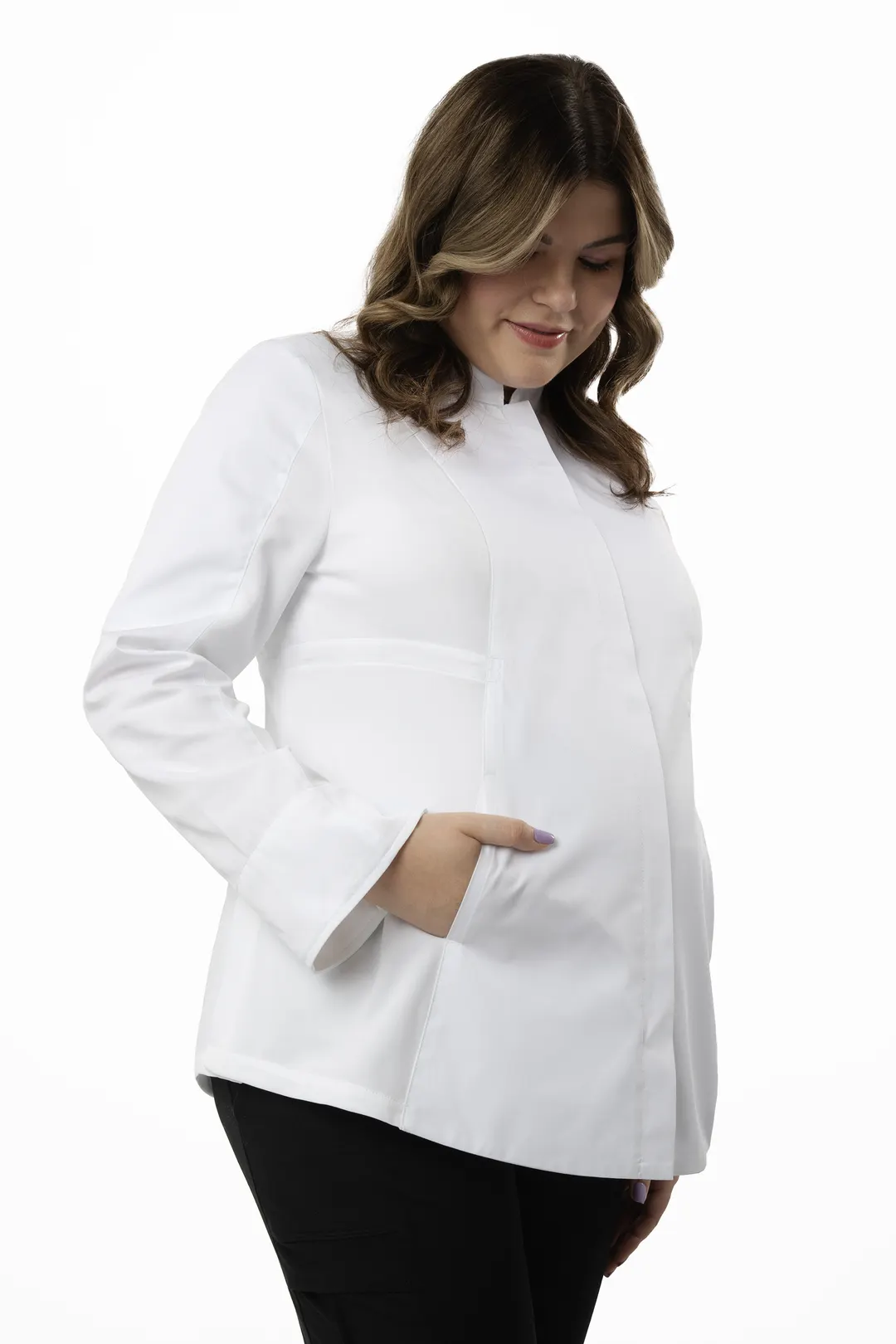 Chef Works CBZ05W-WHT-M Medium White Poly/Cotton Chef Coat - 1/Unit