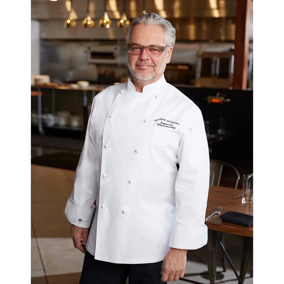 Chef Works CCHR-WHT-46 Chef Coat, Double‑Breasted White Cotton, Size 46, Long Sleeves