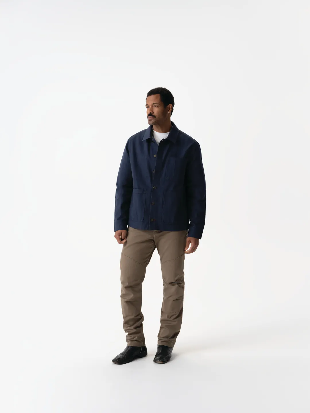 Chef Works CEL01-NAV-S Chore Coat, Small Navy Cotton, Long Sleeve, Metal Button Front, Hip Pockets