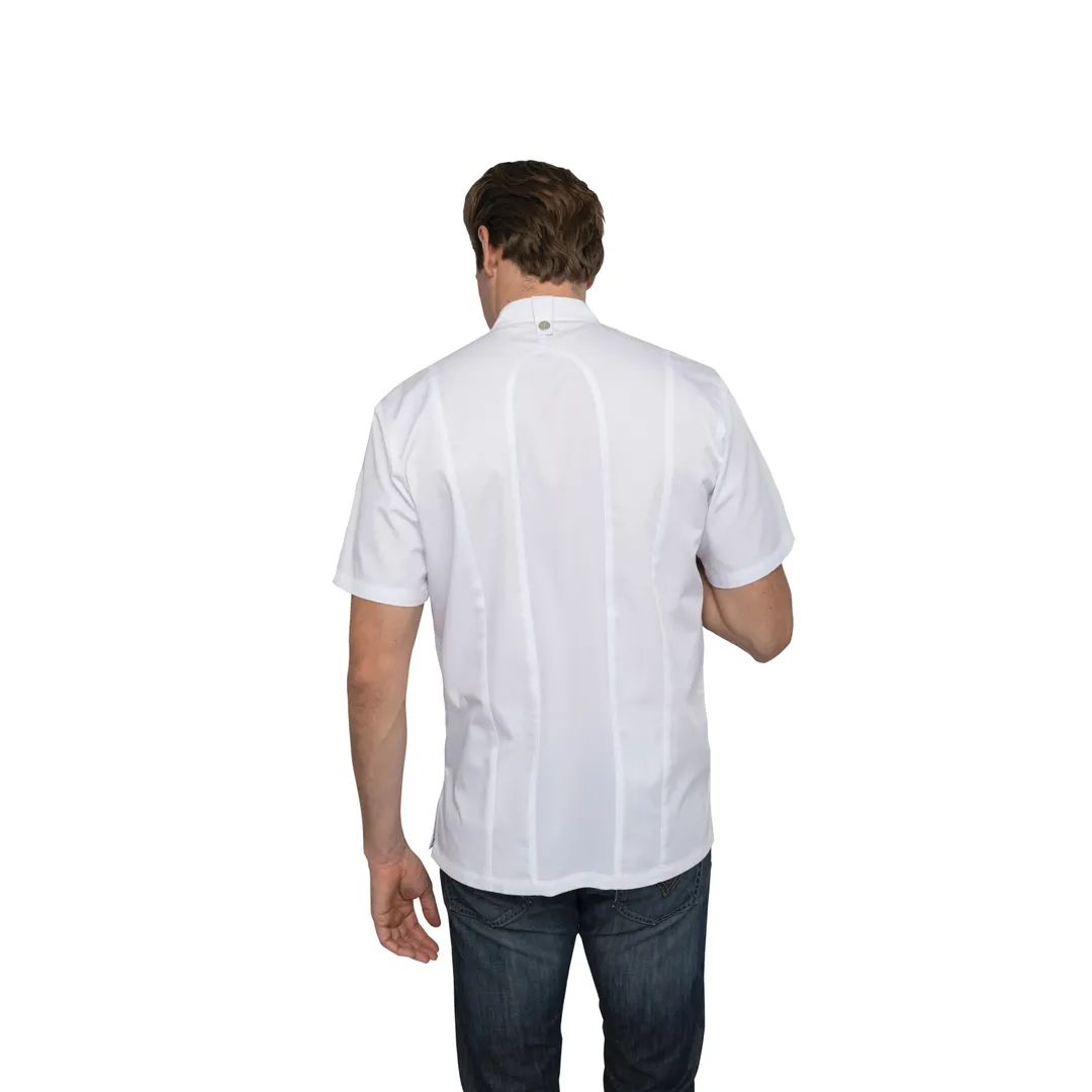 Chef Works CES02-WHT-S Short Sleeve White Chef Coat, 65/35 Poly/Cotton, Cool Vent™ Snap Closure