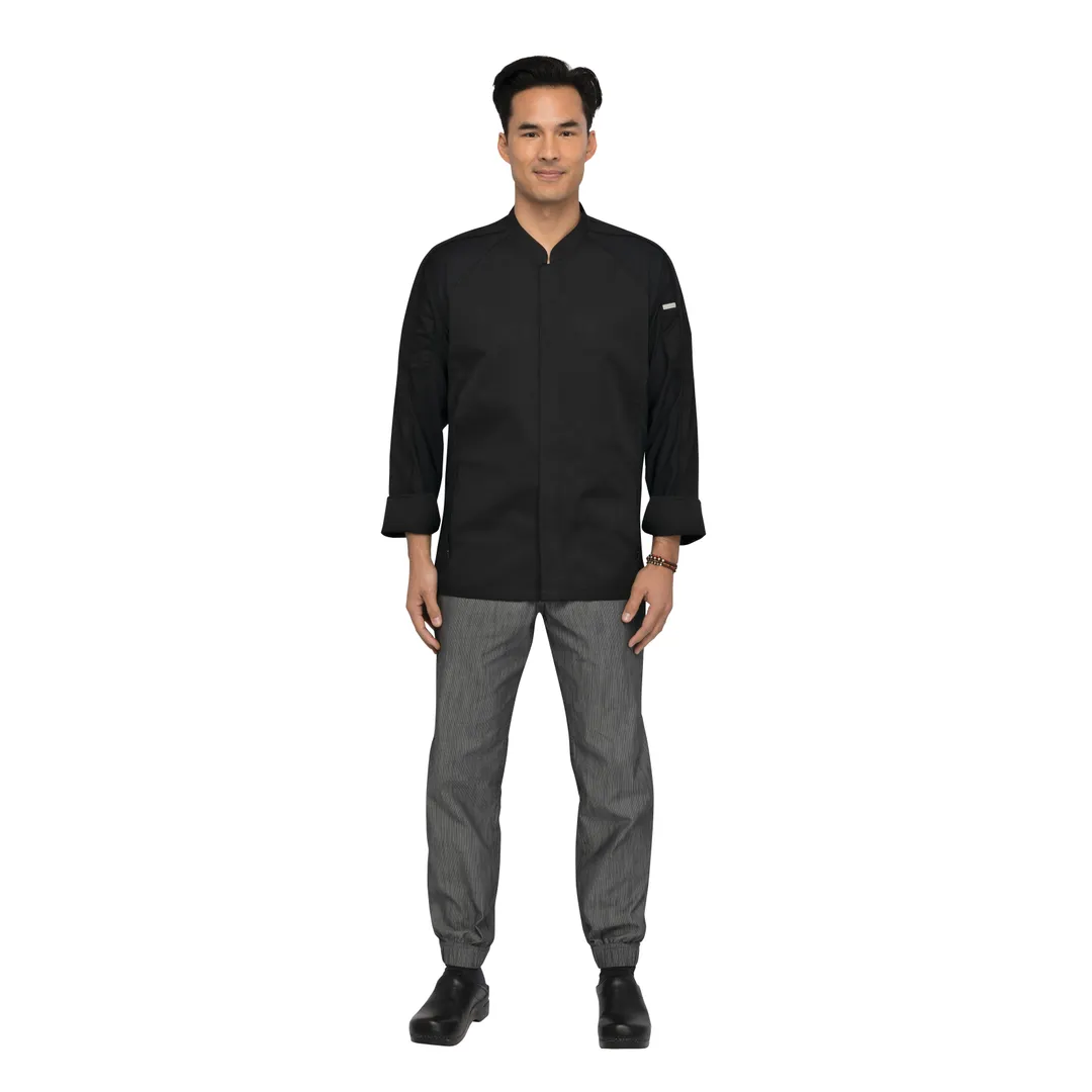 Chef Works CES04-BLK-2XL Valencia Knit Chef Coat, Black 2XL Unisex, 65/35 Poly/Cotton Twill