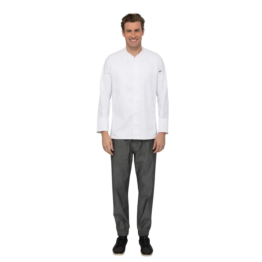 Chef Works CES04-WHT-XL Valencia Knit Chef Coat, White XL, 65/35 PolyCotton Twill, Snap Closure