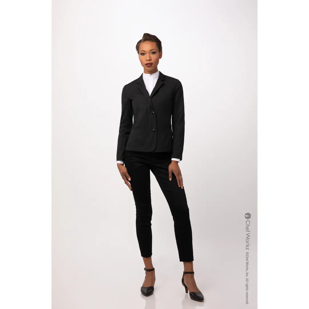 Chef Works CQZ01W-BBK-2XL Women Chef Coat, Black 2XL Sleeve, 70/30 Poly Rayon, Zip Front, Hip Pocket