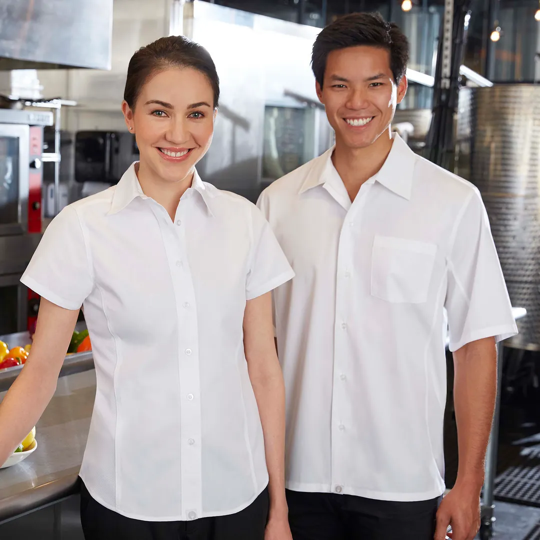 Chef Works CSWV-WHT-2XL Women's Universal Cook Shirt, Short Sleeves, White, 2XL, 65/35 Poly/Cotton