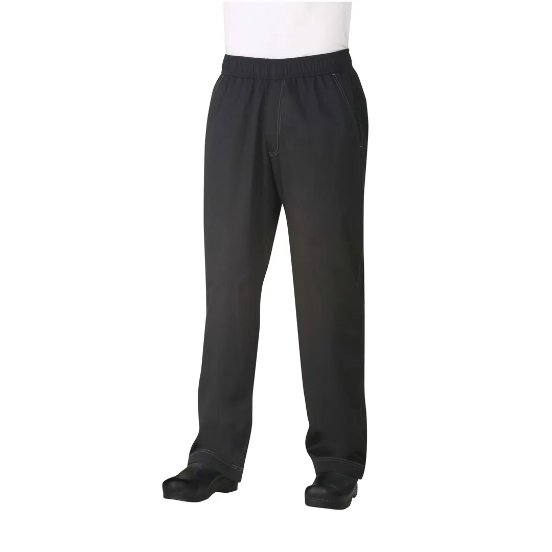 Chef Works CVBP-BLK-3XL - Chef Pants, 3XL Black Twill, Cool Vent™ Inserts, Zipper Fly, Pockets