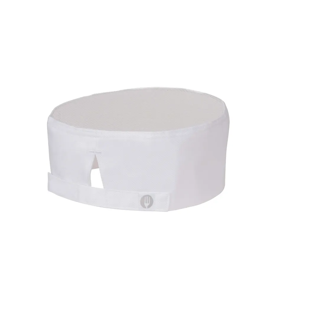 Chef Works DFWB-WHT-0 White Beanie, Vent Mesh, Adjustable Velcro, Size Fits Most, 65/35 Poly/Cotton