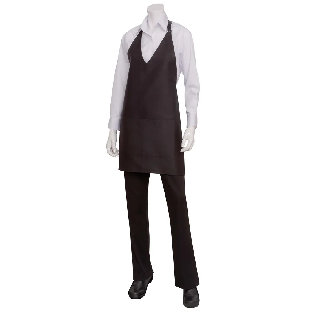 Chef Works F23 -BLK-0 Tuxedo Bib Apron, 33"L x 27.5"W, Adjustable Neck Buckle, Patch Pocket, 65/35 Poly/Cotton, Black