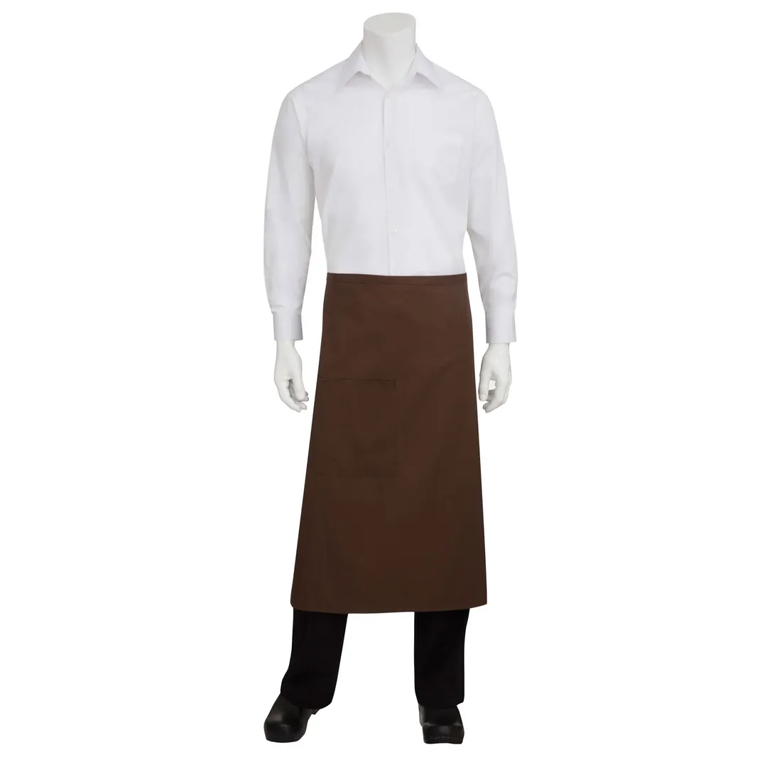 Chef Works F24 -WHT-0 Bistro Waist Apron, 32"L x 27-1/2"W, Patch Pocket, 65/35 Poly/Cotton, White