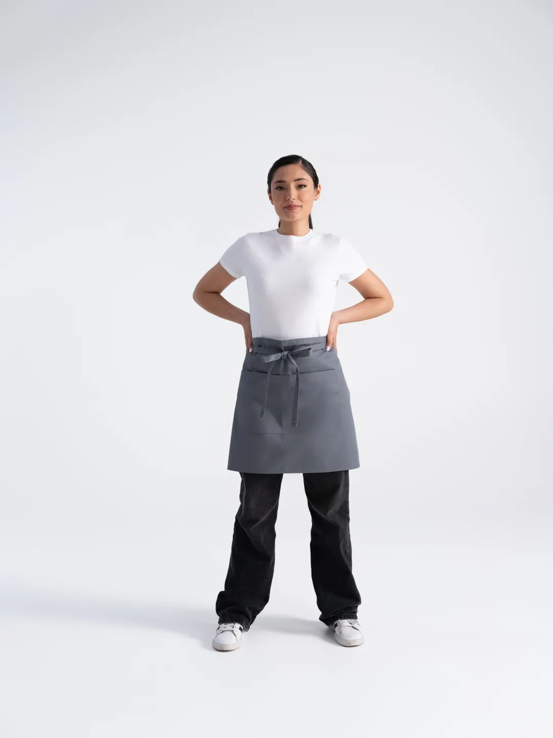 Chef Works F28-GRY-0 Waist Apron, Unisex Half Bistro, 19"L x 27.5"W, Grey, 65% Polyester 35% Cotton