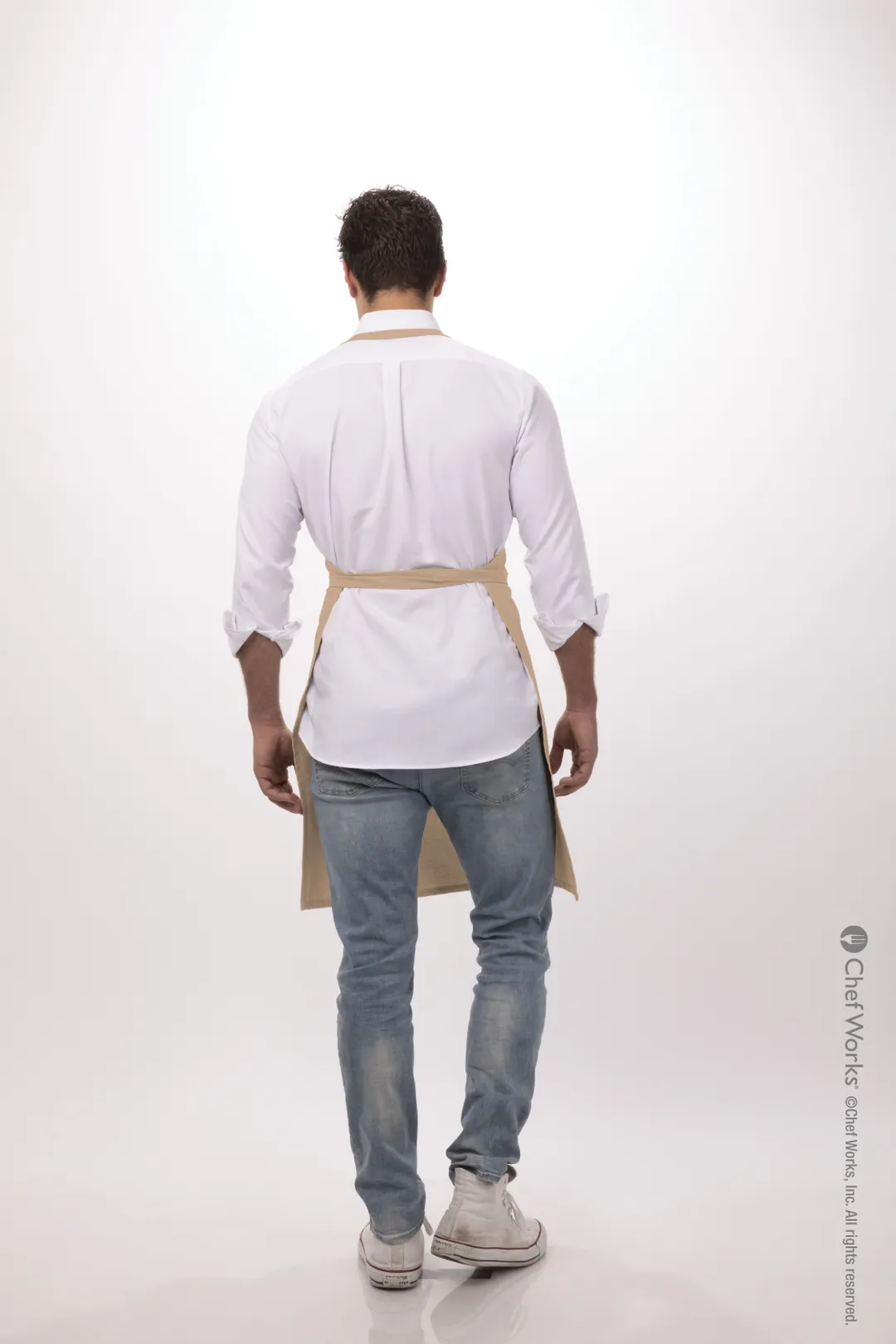 Chef Works F8-KHA-0 Bib Apron, 34"L x 24"W, Neck Buckle, Patch Pocket, 65/35 Poly/Cotton, Khaki