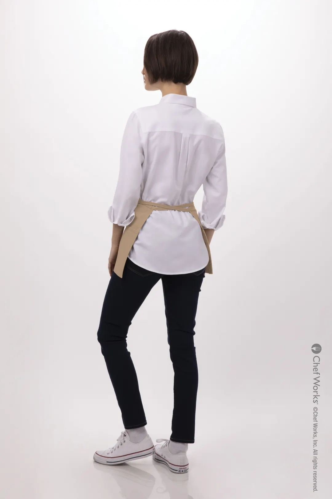Chef Works F9-KHA-0 Waist Apron, 12"L x 23"W, 3 Pockets, Khaki, 65/35 Poly/Cotton