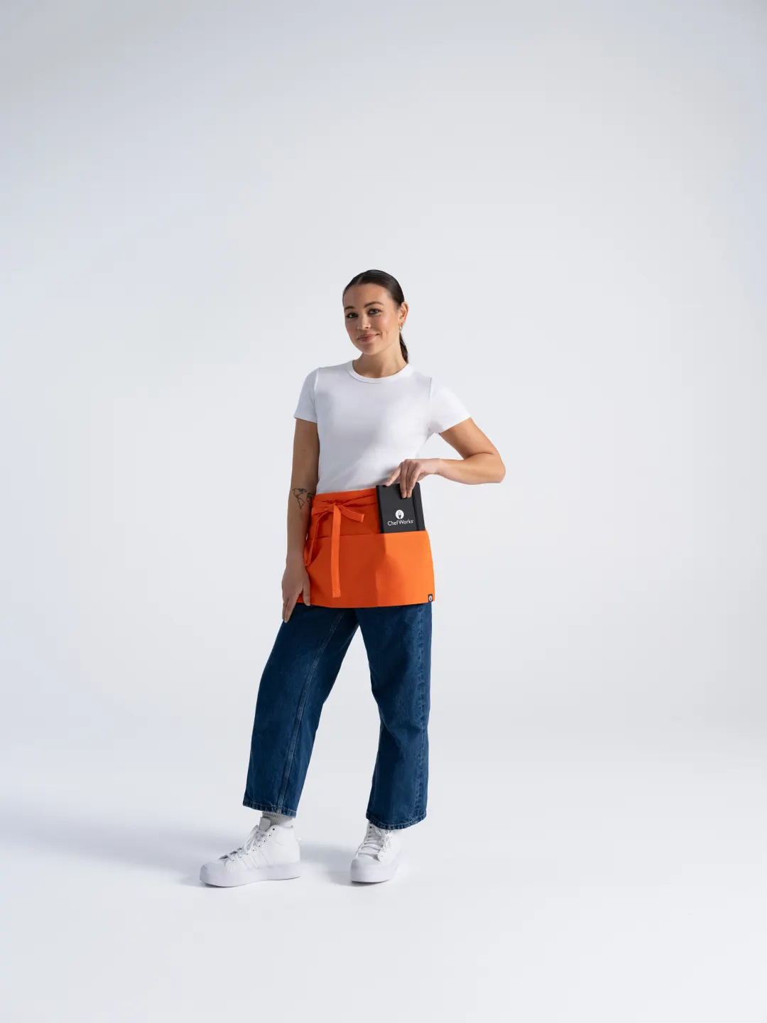 Chef Works F9-TAG-0 Waist Apron, 12"L X 23"W, Poly/Cotton, Tangerine - 1/Case