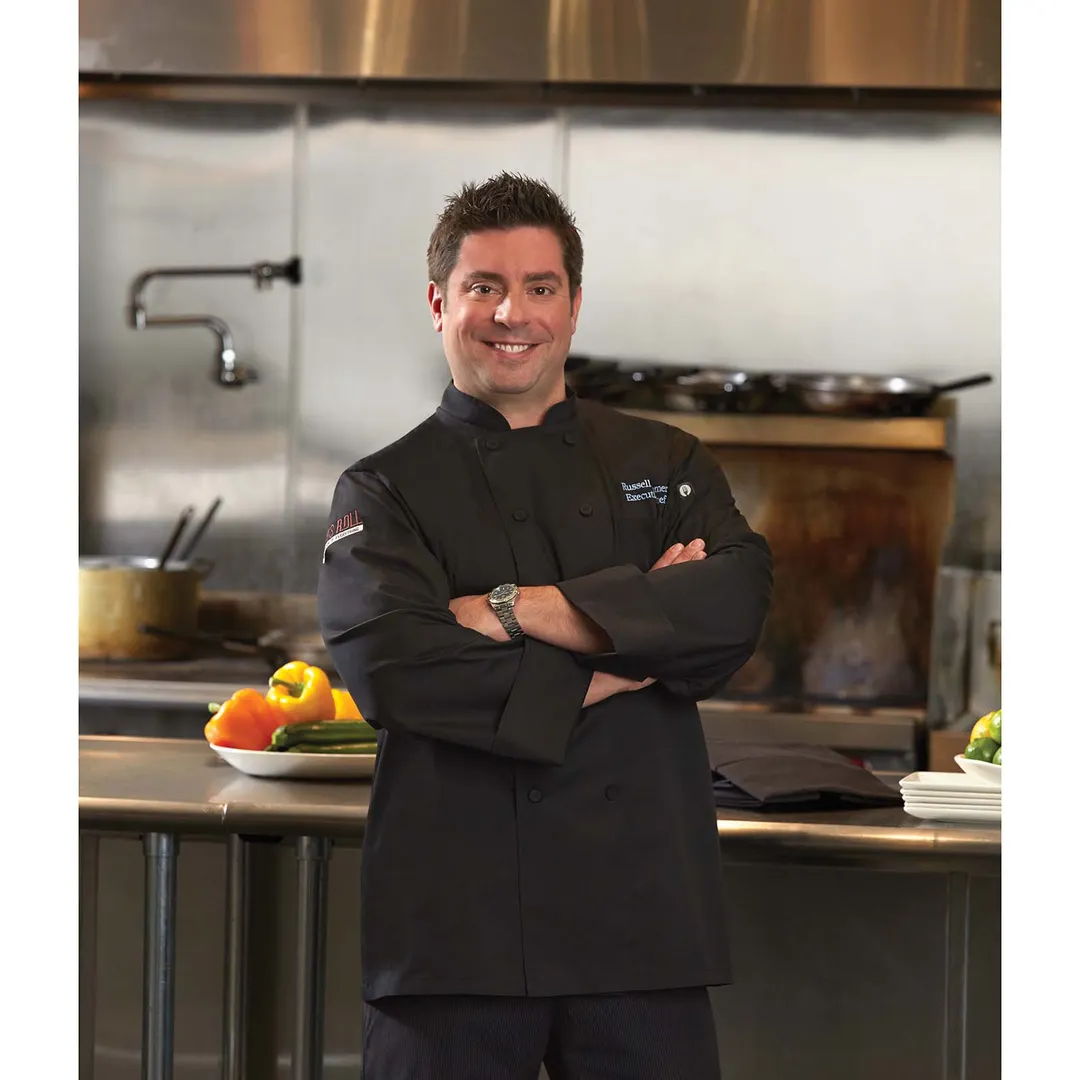Chef Works JLLS-BLK-3XL Double‑Breasted Chef Coat, 3XL Black Poly/Cotton Twill, Vent™ Back Yoke