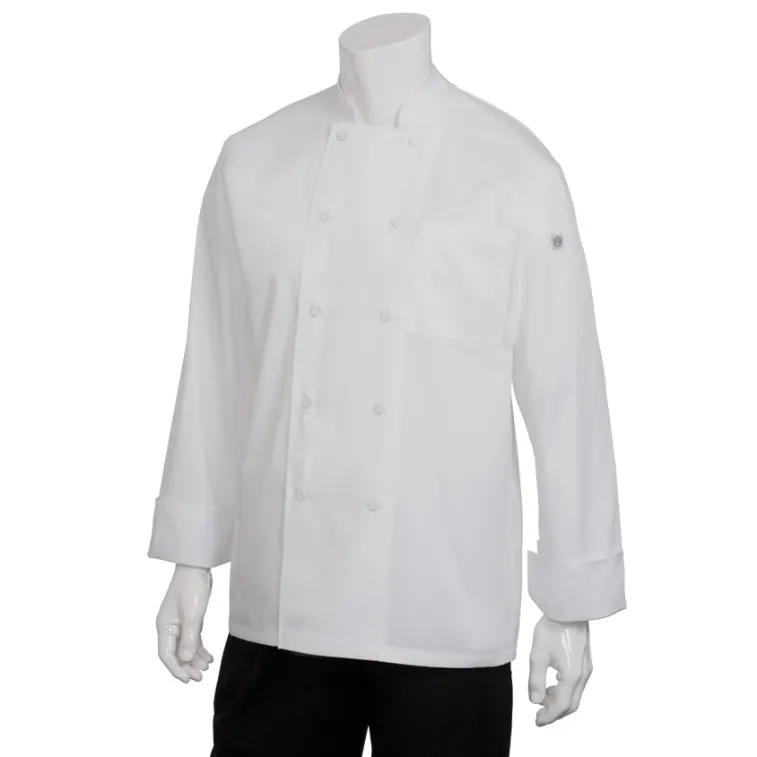 Chef Works JLLS-WHT-XL - White, XL, Cotton/Poly Twill, Long Sleeve Chef Coat - 1/Unit