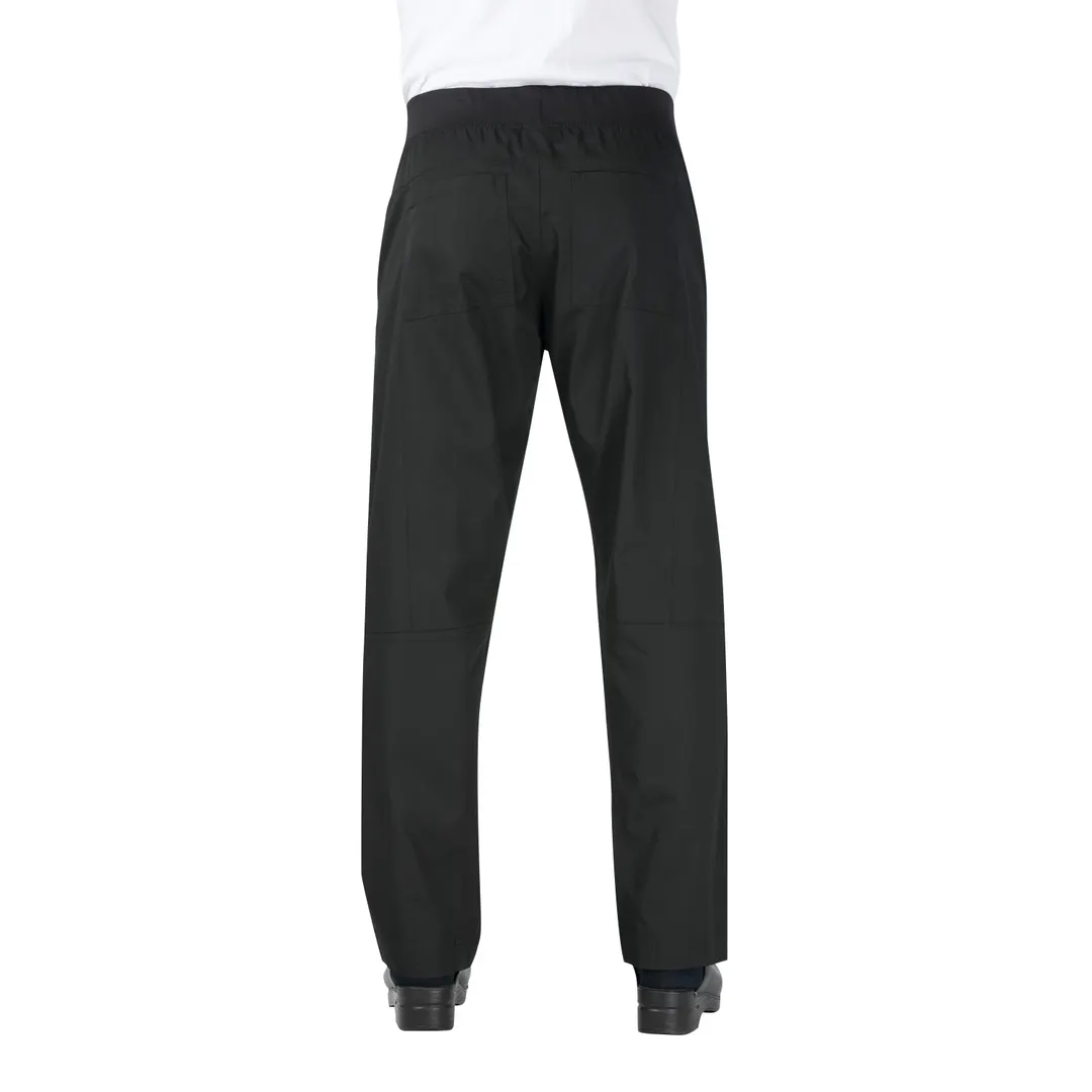 Chef Works PBN01-BLK-S Chef Pants, Small Black, 65/35 PolyCotton, Waistband, Zipper Fly, Pockets