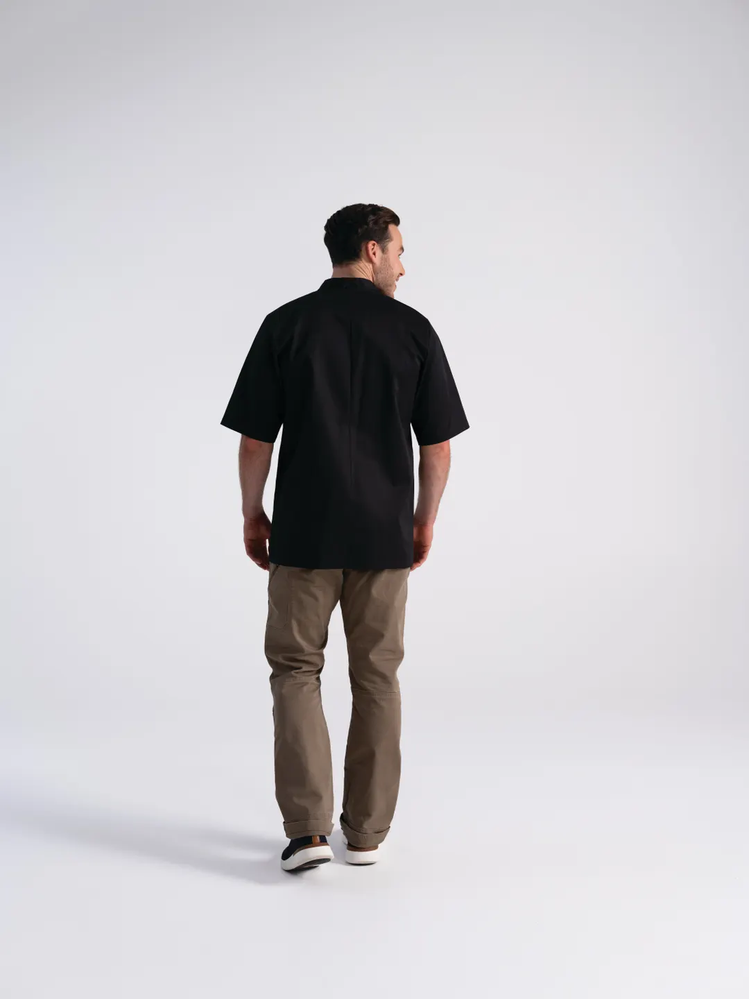 Chef Works PCSS-BLK-L Chef Coat, 65% Polyester/35% Cotton, Black, Size L - 1/Each