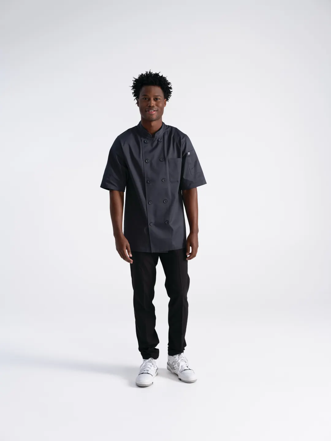 Chef Works PCSS-CHR-XS Chef Coat, Unisex Charcoal, Poly/Cotton Blend, XS, Thermometer Pocket