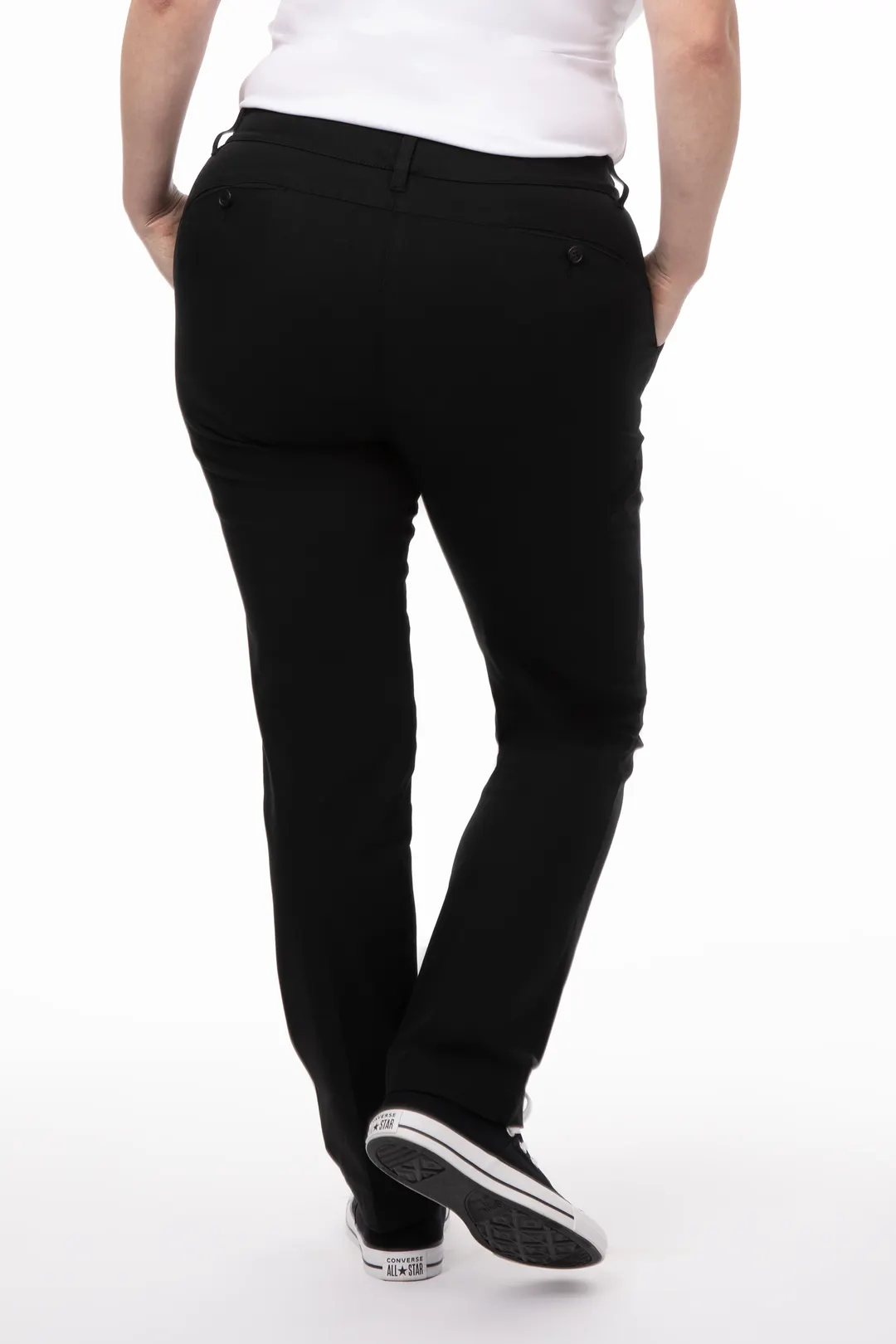 Chef Works PEC02W-BLK-8 Women’s Chef Pants, Size 8 Black, Poly/Cotton 55/39/6 Stretch, Waistband