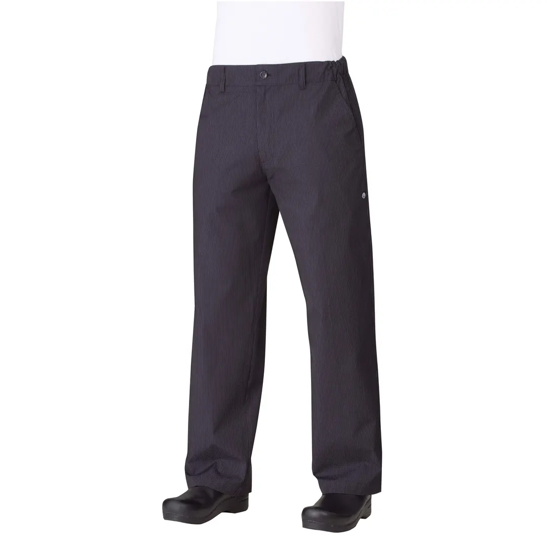 Chef Works PSER-BLK-S - Slim Fit Pants, Small Black 65/35 PolyCotton, Drawstring, Zipper Fly, 4 Pockets
