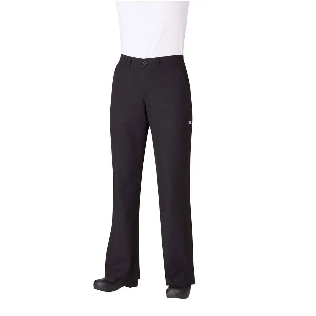 Chef Works PW003-BLK-L Women's Chef Pants, Large Black 65/35 PolyCotton, Zipper Fly, Side Pocket
