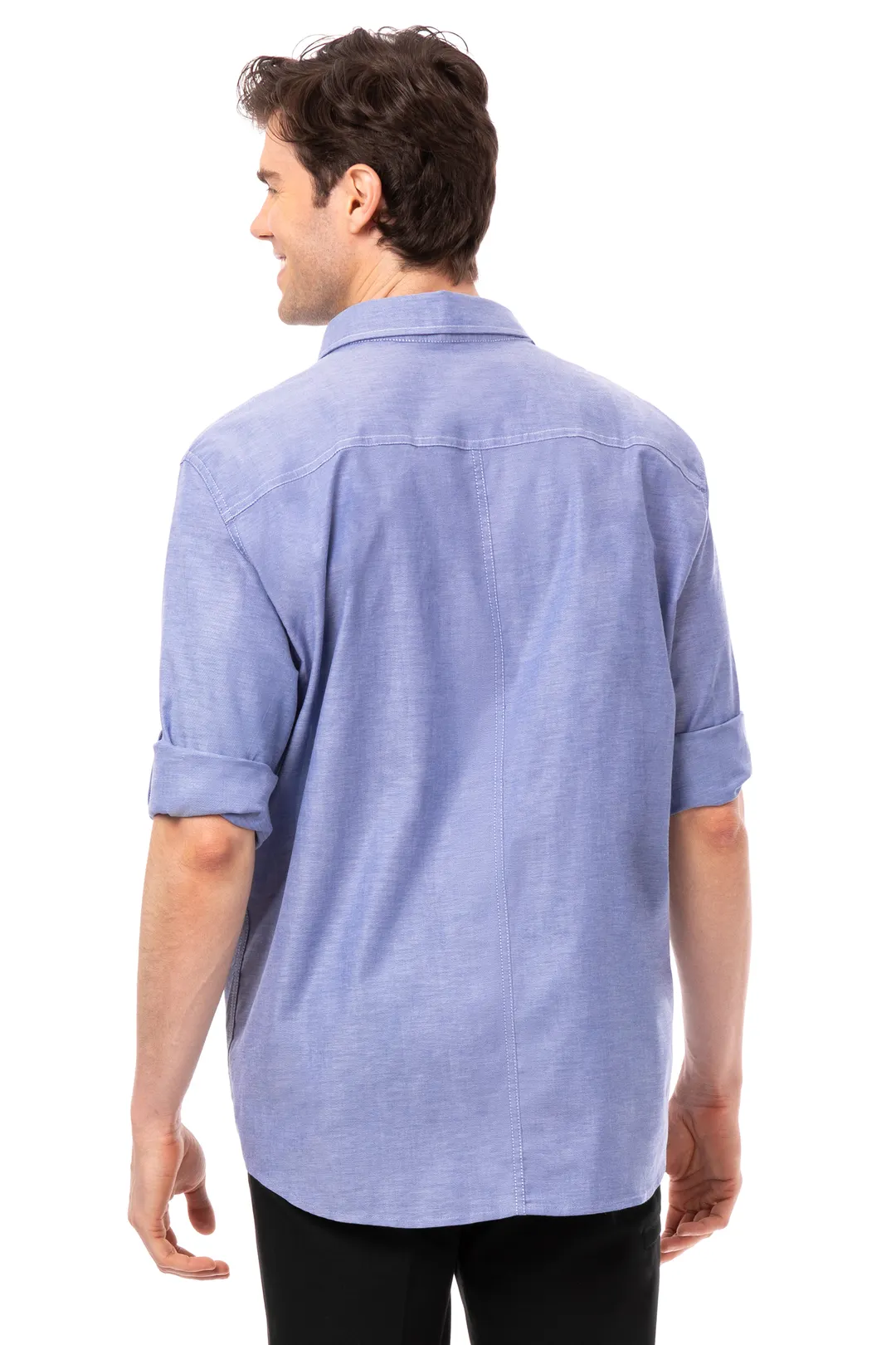 Chef Works SES01-BLU-4XL Modern Oxford Classic Cook Shirt, 4XLarge, Blue, Poly/Cotton/Elastane