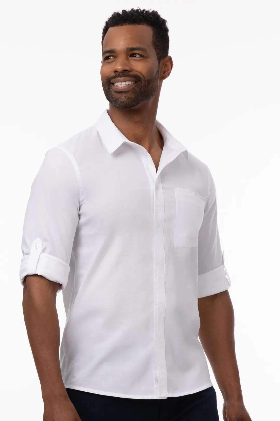 Chef Works SES01-WHT-L Modern Oxford Utility Cook Shirt, Large, White, Poly/Cotton