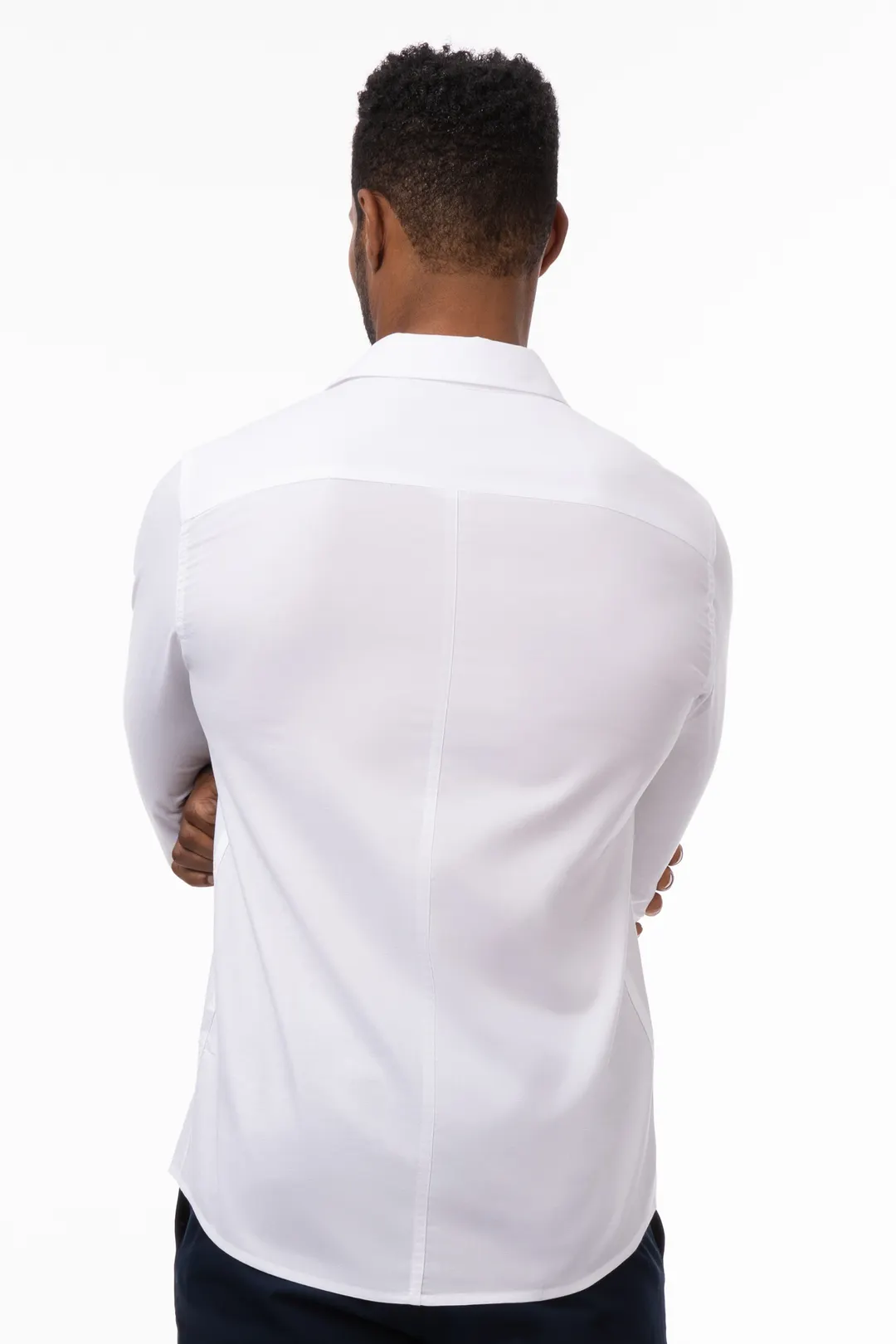 Chef Works SES01-WHT-M Modern Oxford Cook Shirt, Medium White, Poly/Cotton Snap Front, Chest Pockets