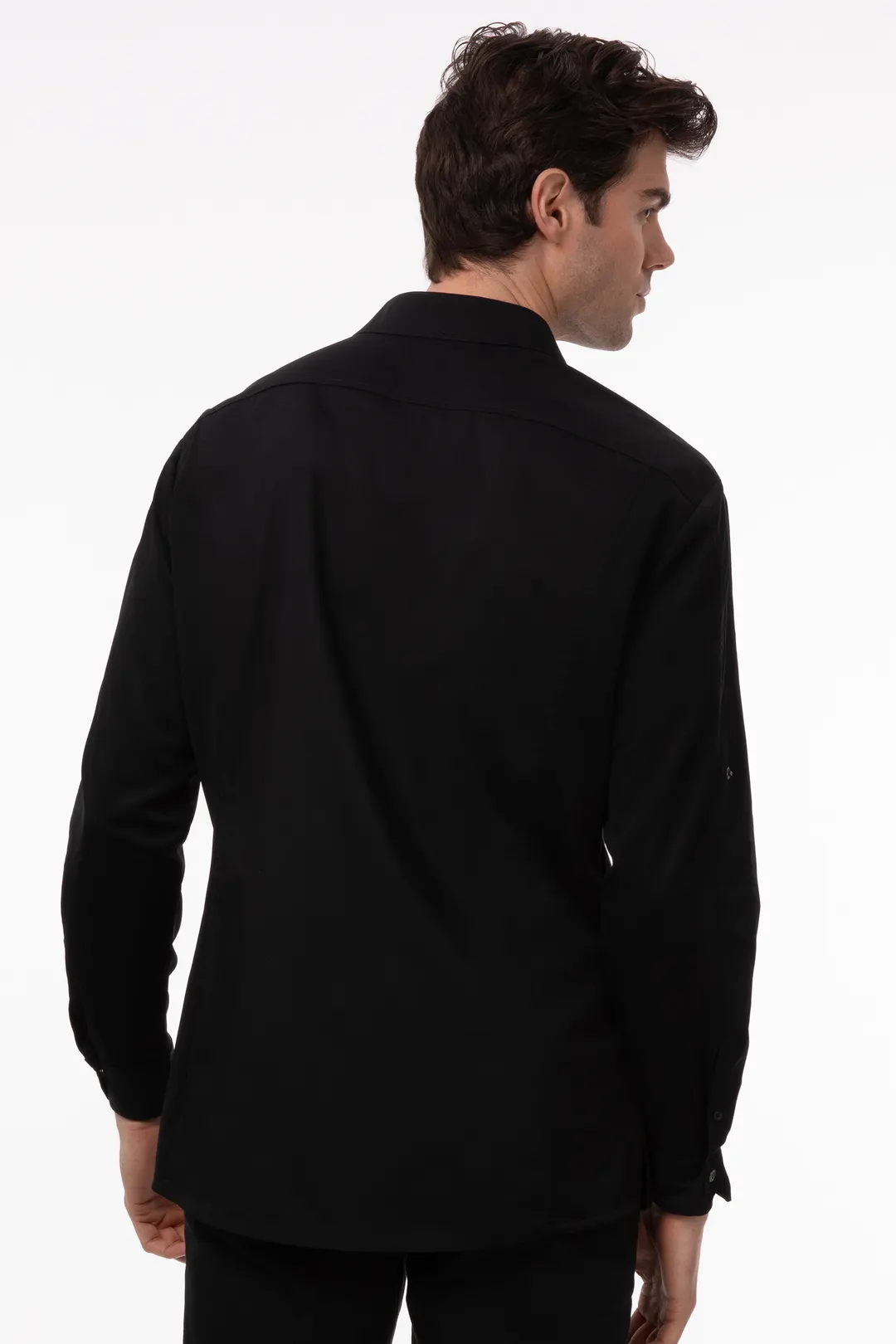 Chef Works SES02-BLK-XL Men's Seville Cook Shirt, XL, Black, Poly/Cotton/Elastane