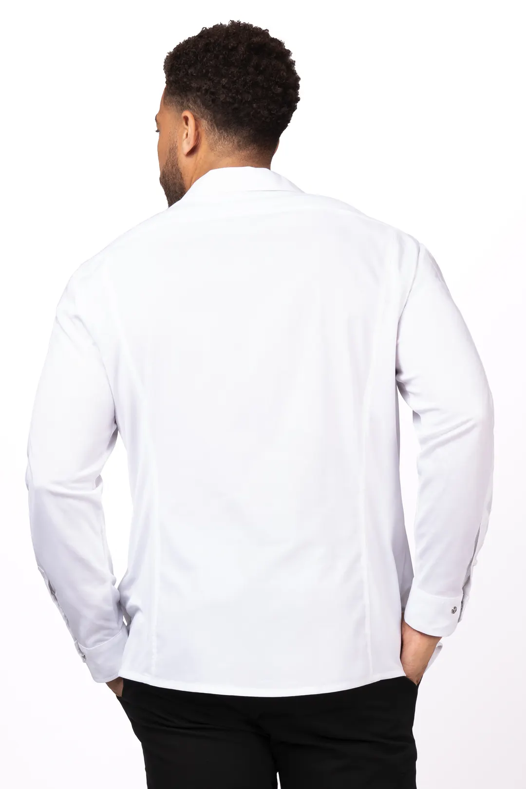 Chef Works SES02-WHT-S Men's Seville Cook Shirt, Small, White, Poly/Cotton
