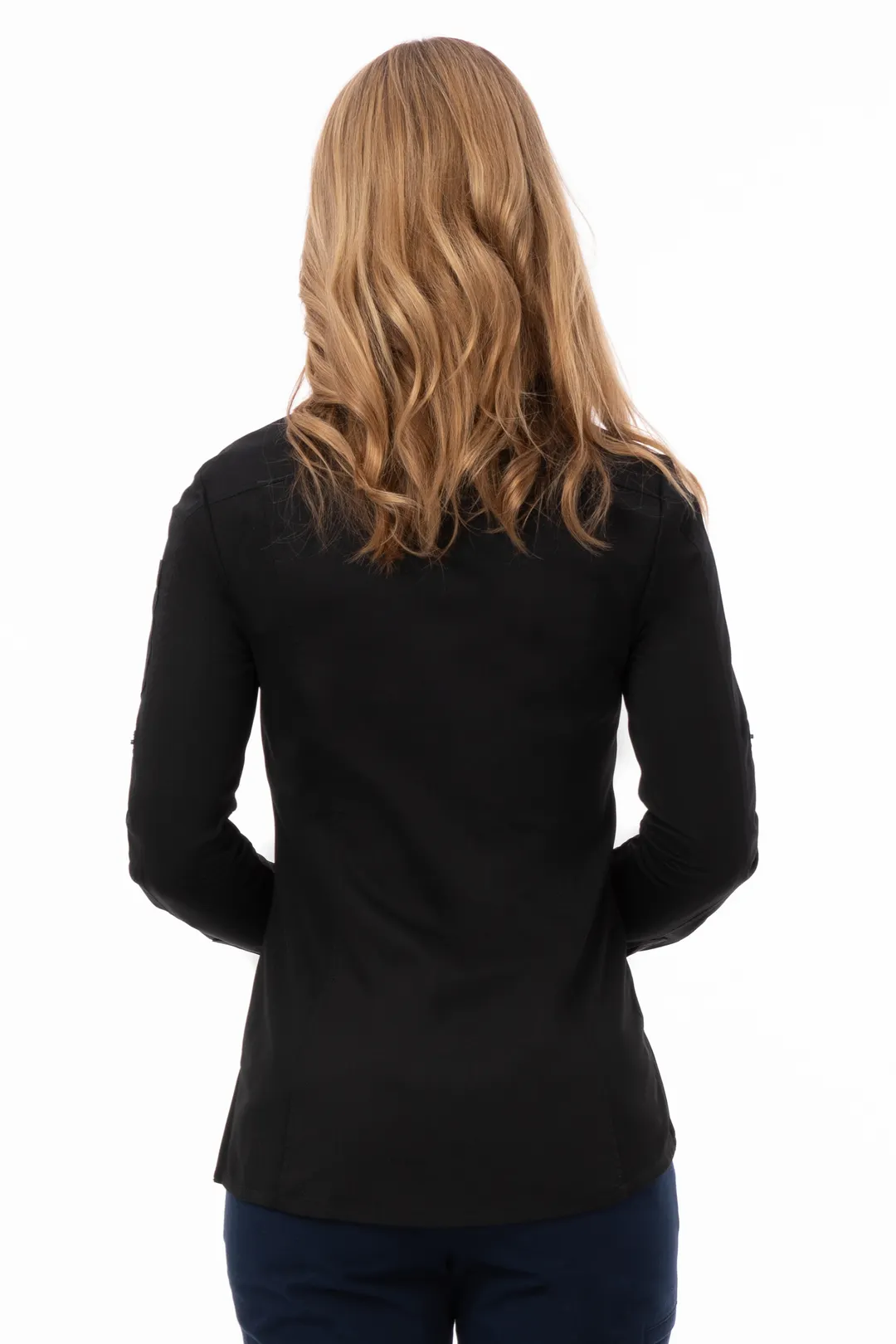 Chef Works SES02W-BLK-3XL Women's Seville Cook Shirt Black 3XL Poly/Cotton Long Sleeve Snap Closure