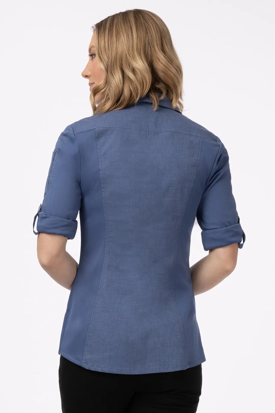 Chef Works SES02W-BLU-3XL Women's Seville Cook Shirt, 3XL, Blue, Poly/Cotton/Elastane