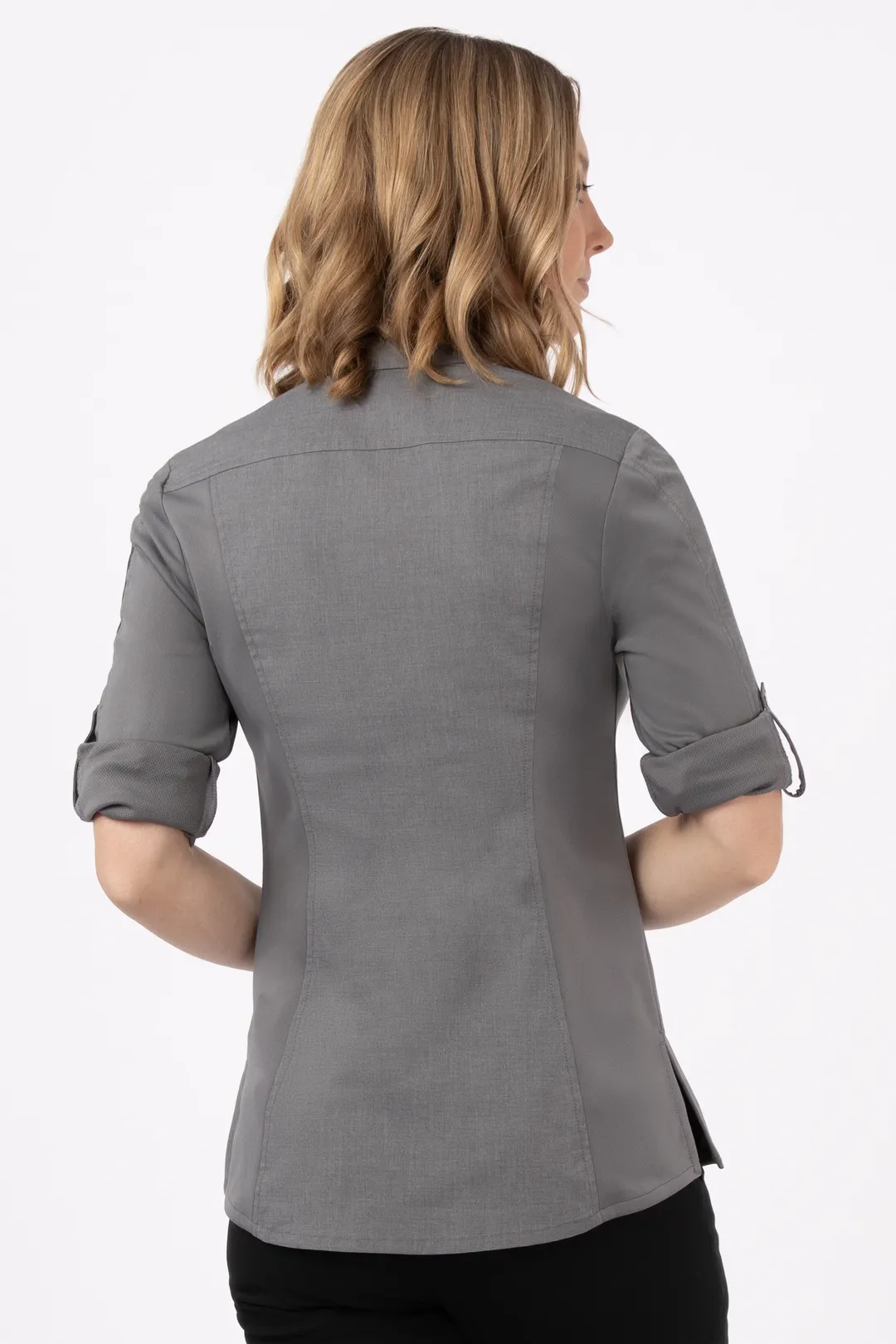 Chef Works SES02W-GRY-XL Women's Seville Cook Shirt, Small, Gray, Poly/Cotton/Elastane
