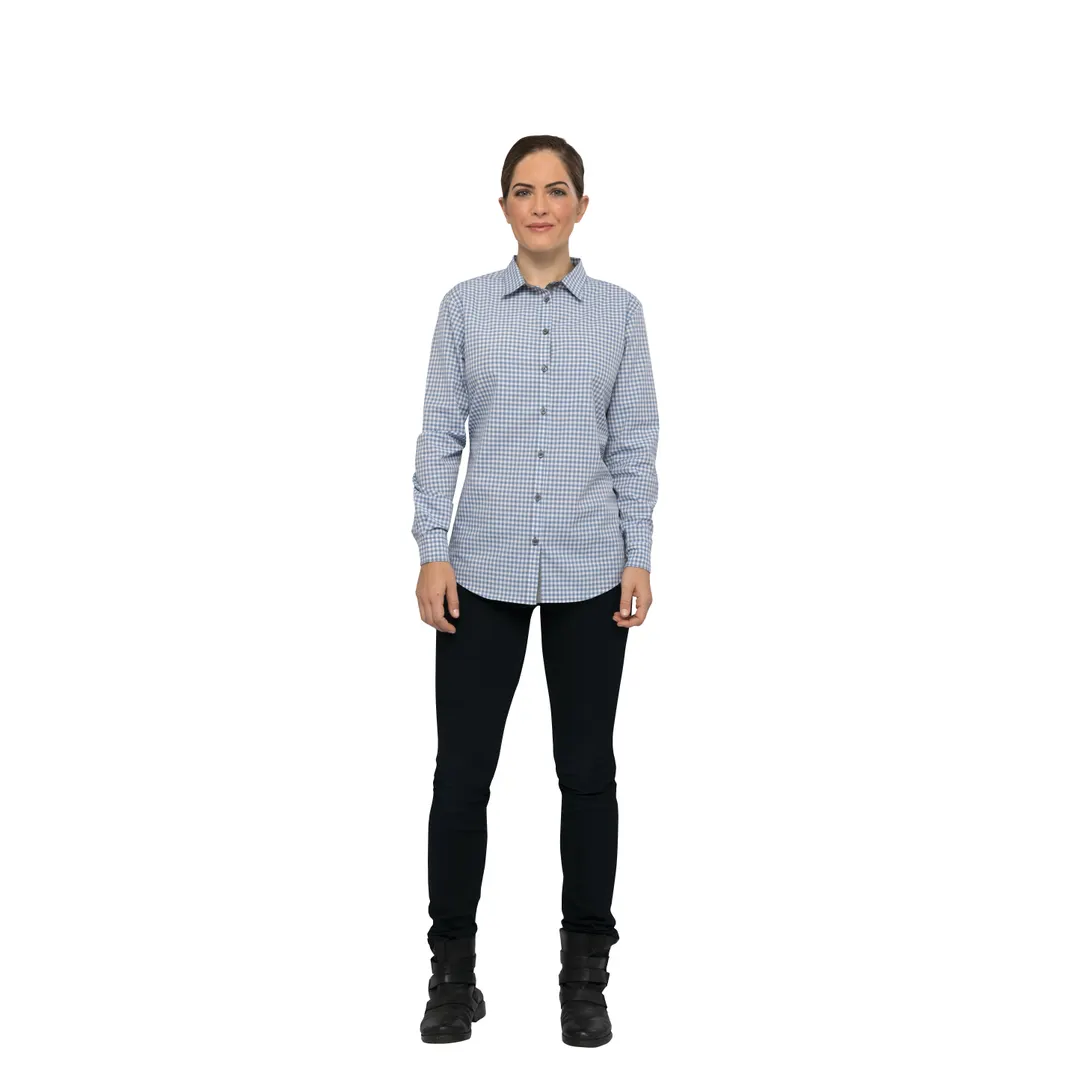 Chef Works SHC05W-SBE-L Women's Cook Shirt, Long Sleeve, Strong Blue, Large, Poly/Cotton