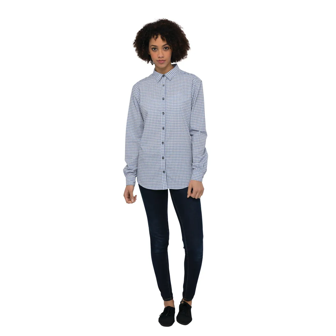 Chef Works SHC05W-SBE-XS Women's Cook Shirt, Long Sleeve, Strong Blue, XSmall, 65/35 Poly/Cotton