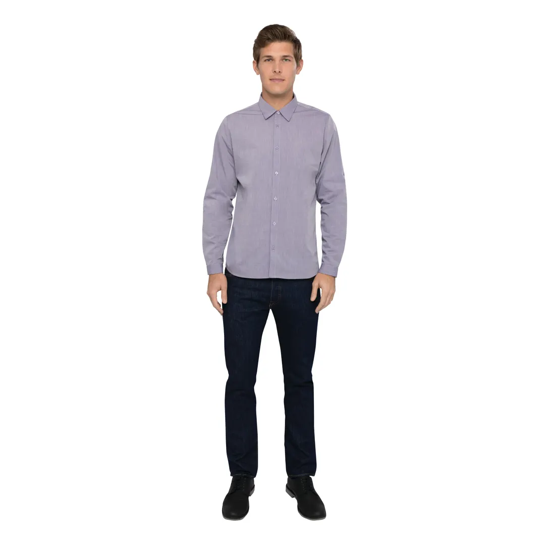 Chef Works SHC06-PUR-3XL Men's Chambray Dress Shirt, 3XL, Purple, 65/35 Poly/Cotton