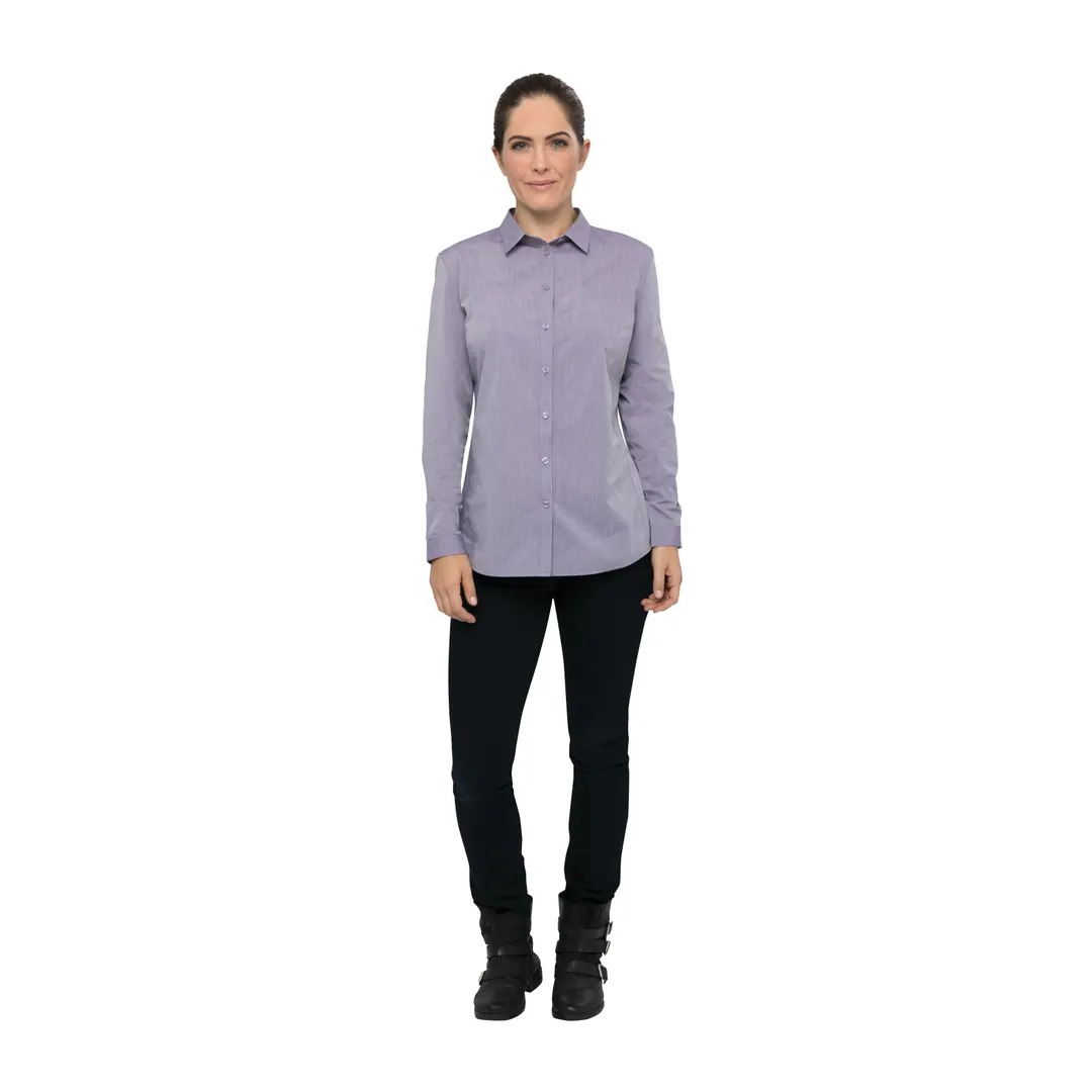 Chef Works SHC06W-PUR-L Women's Chambray Cook Shirt, Large, Purple, Poly/Cotton