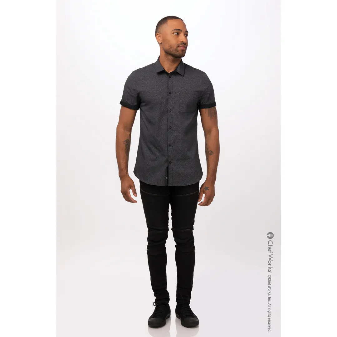 Chef Works SHC07-BLK-M Men's Charleston Cook Shirt, Medium, Black, Poly/Cotton