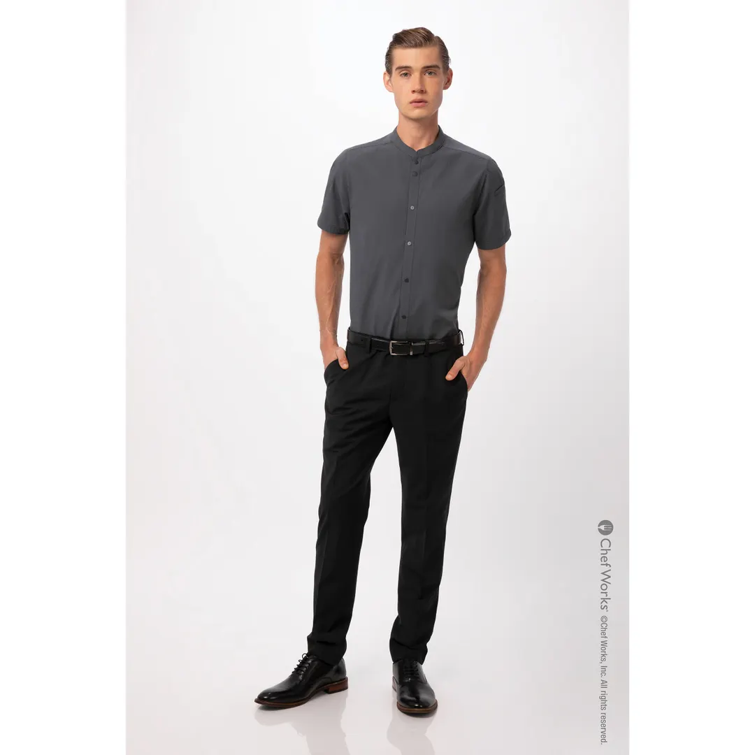 Chef Works SHC08-CHR-3XL Men's Seersucker Cook Shirt, 3XL, Charcoal, Poly/Cotton