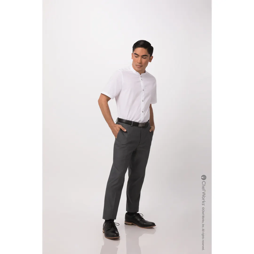 Chef Works SHC08-WHT-M Men's Seersucker Cook Shirt, Medium, White, Poly/Cotton, Snap Front