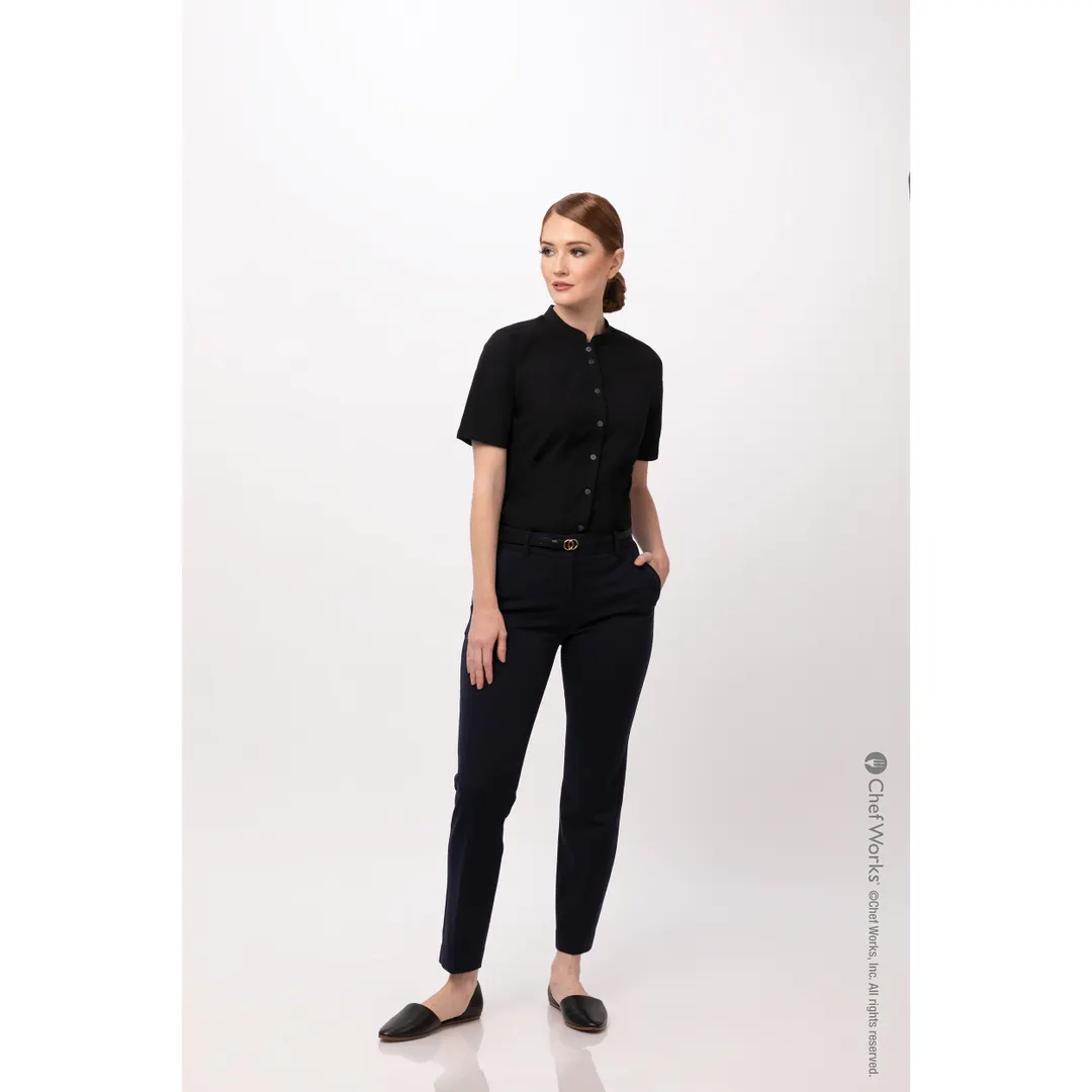 Chef Works SHC08W-BLK-XS Women's Cook Shirt, Short Sleeve, Black, XSmall, 65/35 Poly/Cotton