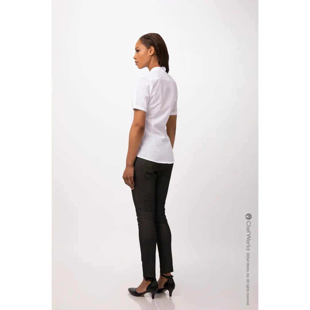 Chef Works SHC08W-WHT-2XL Women's Cook Shirt, 2XL White Poly/Cotton, Short Sleeve Snap Front