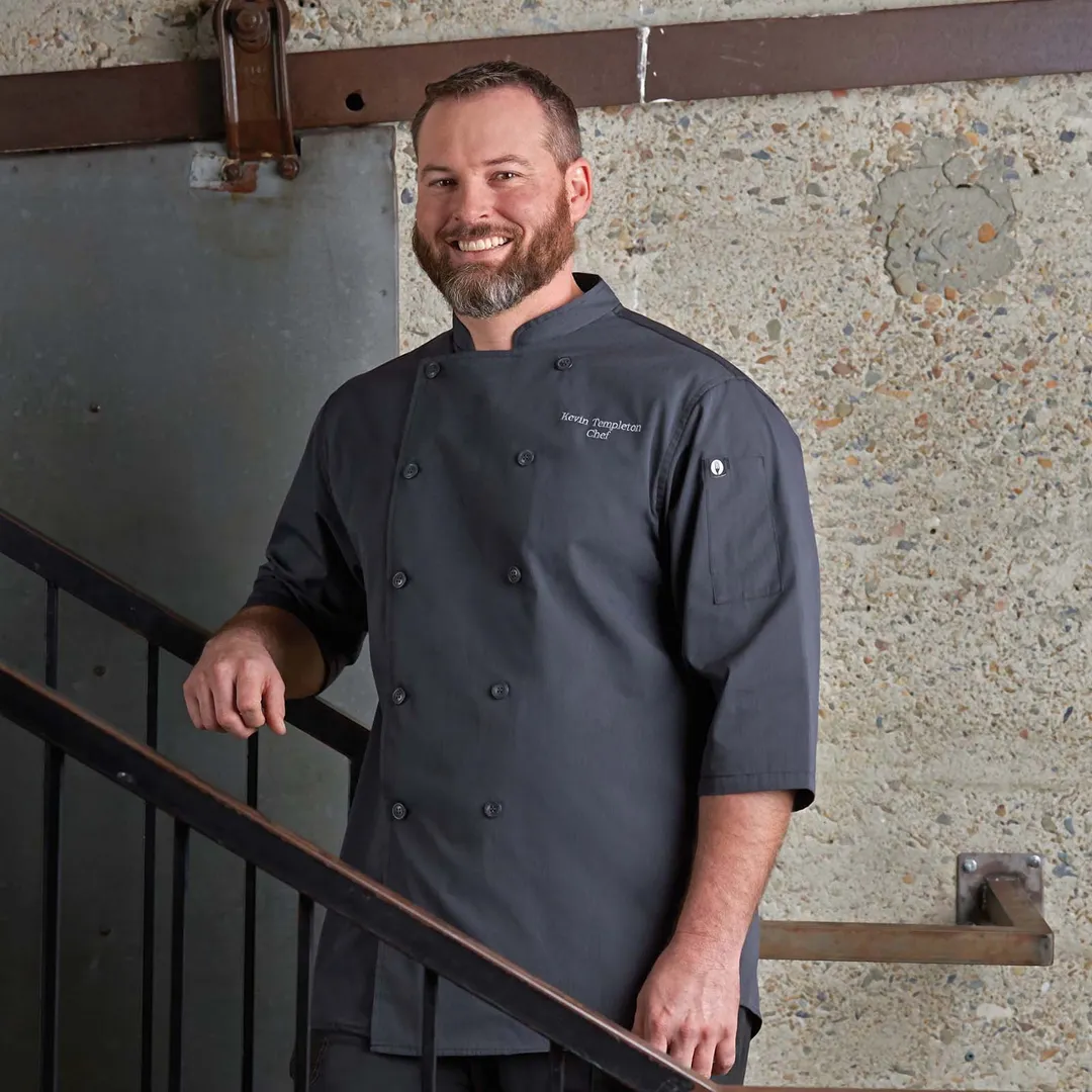 Chef Works SK3001-DGY-L Brighton Chef Coat, Large Deep Gray, 65/35 Poly/Cotton, 3/4 Sleeve, Fit