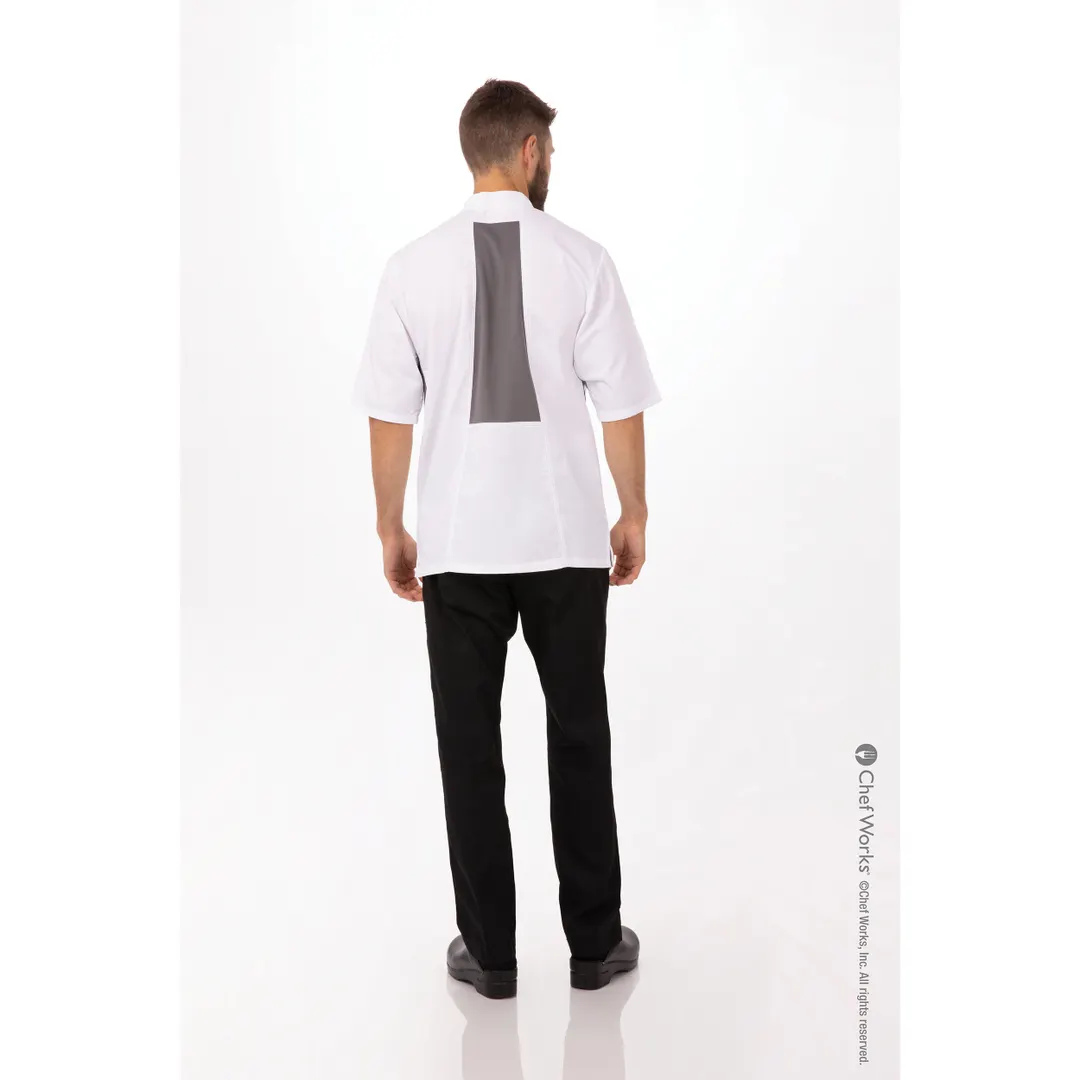 Chef Works VSSS-WGC-3XL Valais Chef Coat, Short‑Sleeve, 3XL White, Poly‑Cotton Twill, Cool Vent™ Back
