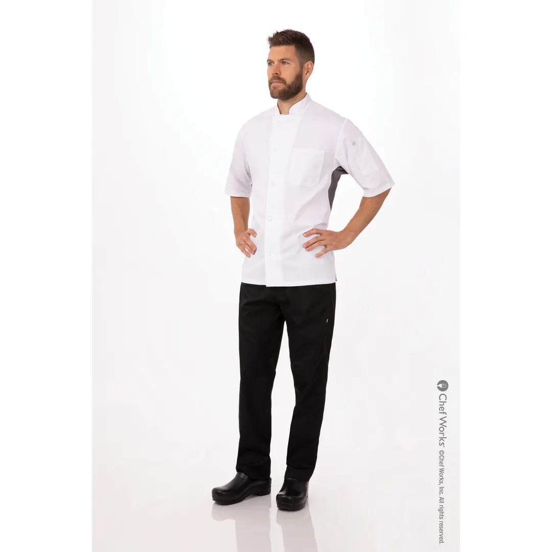Chef Works VSSS-WGC-3XL Valais Chef Coat, Short‑Sleeve, 3XL White, Poly‑Cotton Twill, Cool Vent™ Back